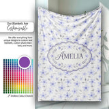 Delicate Light Blue Floral Ditsy Seamless Pattern Cute Unique Gift  Personalised Custom Name Super Soft Fleece Blanket Bed Sofa Throw