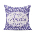 Custom Name Purple Blossom Floral Garden Seamless Pattern Idea Square Filled Cushion Throw Pillow Sofa Bed Home Decor Zip Washable UK Made