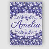 Personalised Name Purple Blossom Floral Custom  Modern Room Accent Elegant Feature Canvas Wall Art Print Decor Picture Ready to Hang