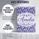 Personalised Name Purple Blossom Floral Custom  Modern Room Accent Elegant Feature Canvas Wall Art Print Decor Picture Ready to Hang