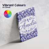 Personalised Name Purple Blossom Floral Custom  Modern Room Accent Elegant Feature Canvas Wall Art Print Decor Picture Ready to Hang