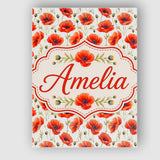 Personalised Name Red Poppy Flower Watercolor Custom Unique Gift Idea Modern Room Accent Canvas Wall Art Print Decor Picture Ready to Hang