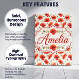 Personalised Name Red Poppy Flower Watercolor Custom Unique Gift Idea Modern Room Accent Canvas Wall Art Print Decor Picture Ready to Hang