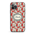 Red and White Poppy Botanical Vintage Seamless Custom Name Protective Phone Case Mobile Cover Durable Everyday Smartphone Shock Resistant