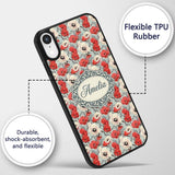 Red and White Poppy Botanical Vintage Seamless Custom Name Protective Phone Case Mobile Cover Durable Everyday Smartphone Shock Resistant