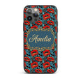Vintage Red Poppy Floral on Dark Printed Design Custom Name Protective Phone Case Mobile Cover Durable Everyday Smartphone Shock Resistant