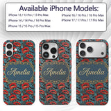 Vintage Red Poppy Floral on Dark Printed Design Custom Name Protective Phone Case Mobile Cover Durable Everyday Smartphone Shock Resistant