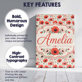 Personalised Name Soft Red and Cream Poppy Custom  Unique Gift Idea Elegant Feature Canvas Wall Art Print Decor Picture Ready to Hang
