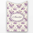 Elegant Purple Damask Floral Vintage Seamless Pattern Lovely  Personalised Custom Name Super Soft Fleece Blanket Bed Sofa Throw