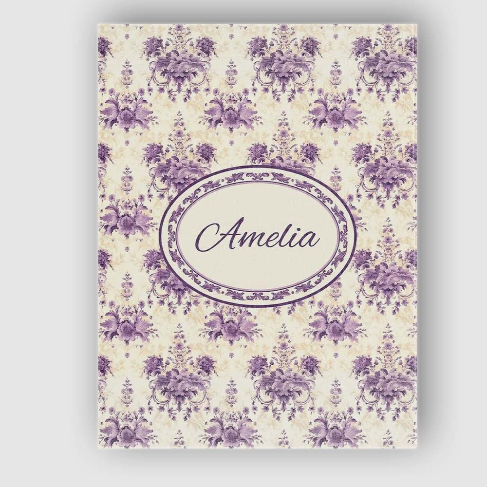 Personalised Name Elegant Purple Damask Custom  Unique Gift Idea Modern Room Accent Canvas Wall Art Print Decor Picture Ready to Hang
