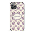Elegant Purple Damask Floral Vintage Seamless Custom Name Protective Phone Case Mobile Cover Durable Everyday Smartphone Shock Resistant