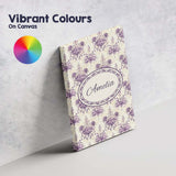 Personalised Name Elegant Purple Damask Custom  Unique Gift Idea Modern Room Accent Canvas Wall Art Print Decor Picture Ready to Hang