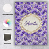Personalised Name Purple Iris Flower Garden Custom  Bespoke Interior Contemporary Canvas Wall Art Print Decor Picture Ready to Hang