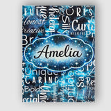 Personalised Name Splatter Paint Typography Multicolour Black Custom Contemporary Display Canvas Wall Art Print Decor Picture Ready to Hang