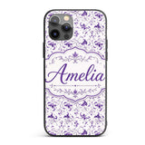 Delicate Purple Floral Vine Ditsy Printed Design Custom Name Protective Phone Case Mobile Cover Durable Everyday Smartphone Shock Resistant