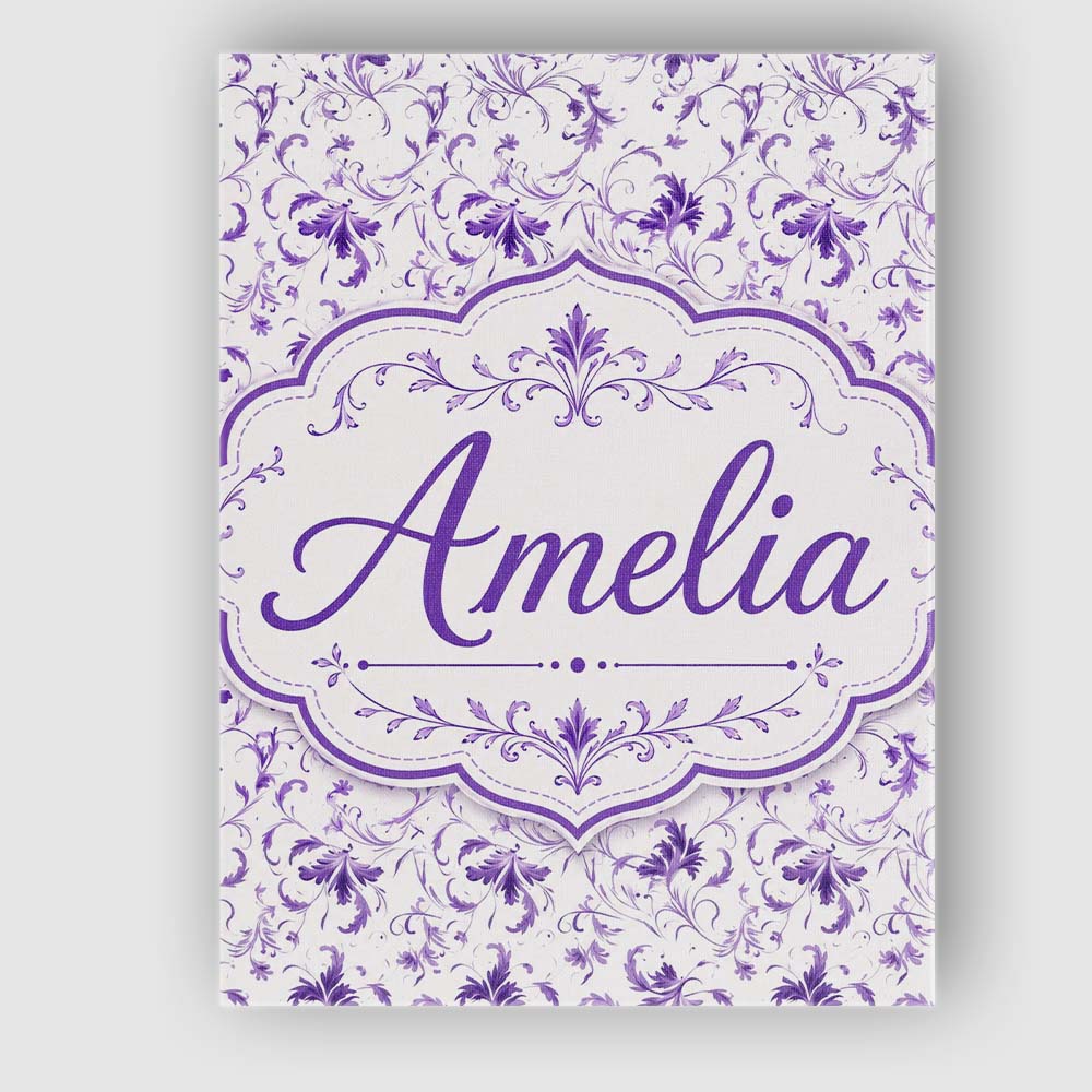 Personalised Name Delicate Purple Floral Custom  Unique Gift Idea Elegant Feature Canvas Wall Art Print Decor Picture Ready to Hang