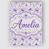 Personalised Name Delicate Purple Floral Custom  Unique Gift Idea Elegant Feature Canvas Wall Art Print Decor Picture Ready to Hang