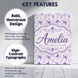 Personalised Name Delicate Purple Floral Custom  Unique Gift Idea Elegant Feature Canvas Wall Art Print Decor Picture Ready to Hang