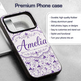 Delicate Purple Floral Vine Ditsy Printed Design Custom Name Protective Phone Case Mobile Cover Durable Everyday Smartphone Shock Resistant