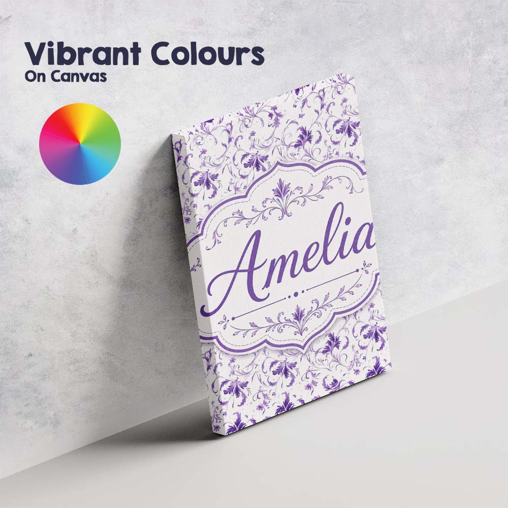 Personalised Name Delicate Purple Floral Custom  Unique Gift Idea Elegant Feature Canvas Wall Art Print Decor Picture Ready to Hang
