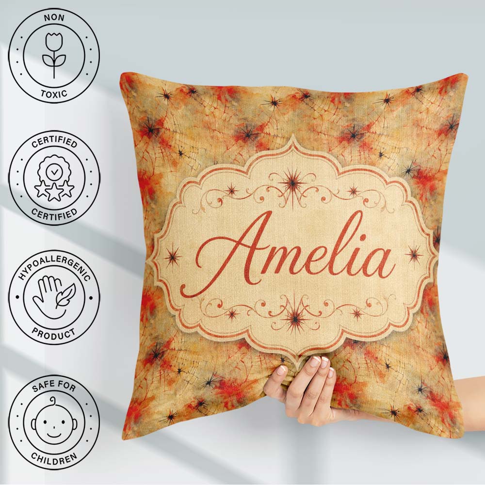 Custom Name Abstract Red Spider Grunge Texture Seamless Pattern Square Filled Cushion Throw Pillow Sofa Bed Home Decor Zip Washable UK Made