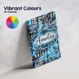 Personalised Name Splatter Paint Typography Multicolour Black Custom Contemporary Display Canvas Wall Art Print Decor Picture Ready to Hang