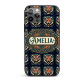 Roaring Tiger Head Bold Wildlife Seamless Pattern Custom Name Protective Phone Case Mobile Cover Durable Everyday Smartphone Shock Resistant