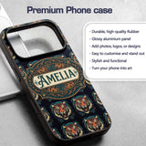 Roaring Tiger Head Bold Wildlife Seamless Pattern Custom Name Protective Phone Case Mobile Cover Durable Everyday Smartphone Shock Resistant
