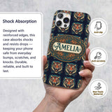 Roaring Tiger Head Bold Wildlife Seamless Pattern Custom Name Protective Phone Case Mobile Cover Durable Everyday Smartphone Shock Resistant