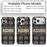 Roaring Tiger Head Bold Wildlife Seamless Pattern Custom Name Protective Phone Case Mobile Cover Durable Everyday Smartphone Shock Resistant