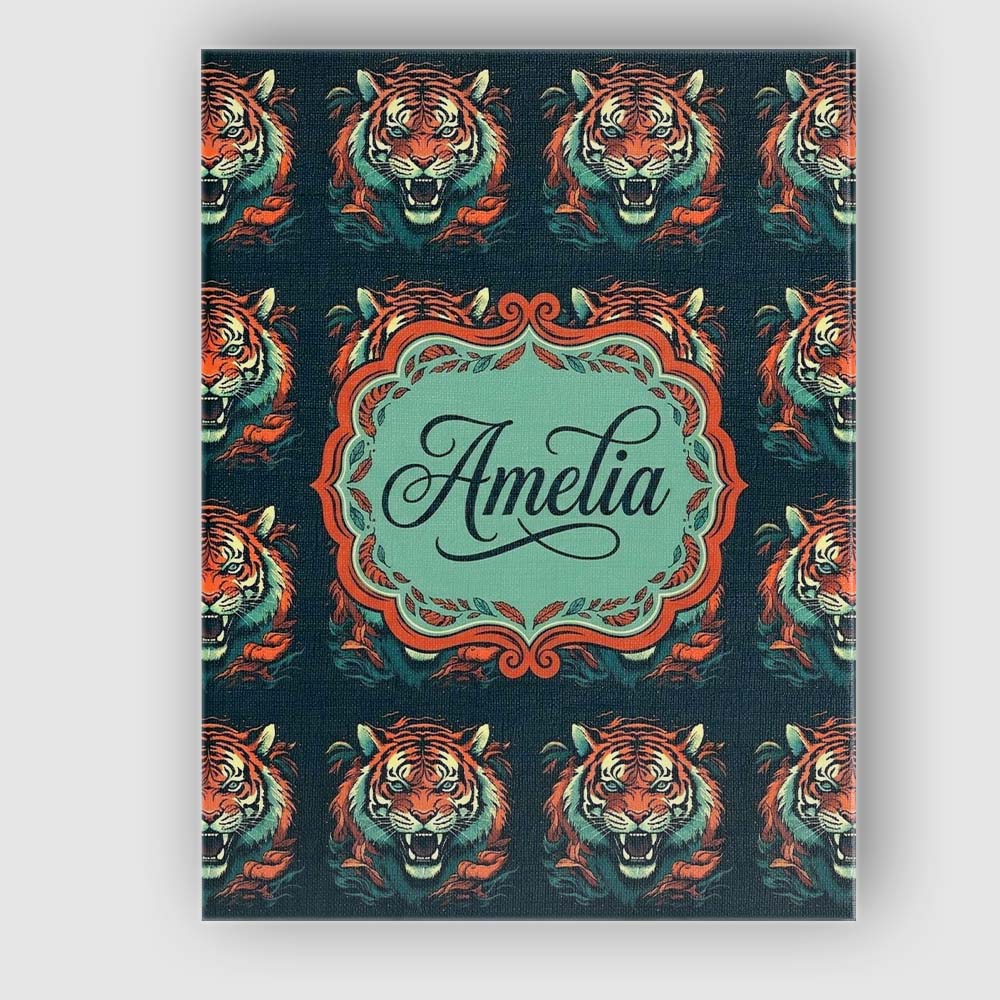 Personalised Name Fierce Tiger Face Dark Custom  Unique Gift Idea Elegant Feature Canvas Wall Art Print Decor Picture Ready to Hang