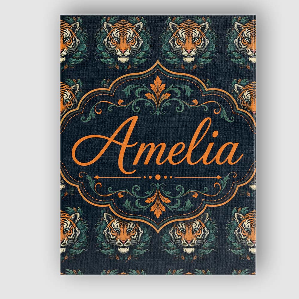Personalised Name Decorative Tiger Portrait Custom  Bespoke Interior Contemporary Canvas Wall Art Print Decor Picture Ready to Hang