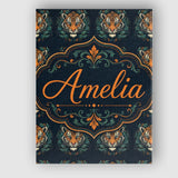 Personalised Name Decorative Tiger Portrait Custom  Bespoke Interior Contemporary Canvas Wall Art Print Decor Picture Ready to Hang