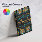 Personalised Name Vibrant Tiger Head Custom Premium Decorative Design Modern Room Accent Canvas Wall Art Print Decor Picture Ready to Hang