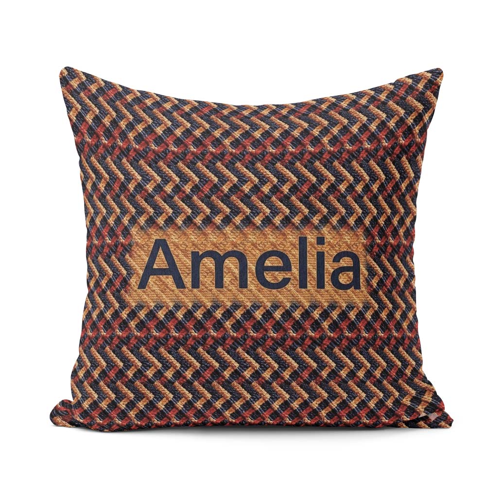 Custom Name Woven Zigzag Chevron Textile Texture Seamless Lovely Square Filled Cushion Throw Pillow Sofa Bed Home Decor Zip Washable UK Made