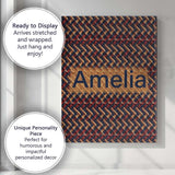 Personalised Name Woven Zigzag Chevron Custom  Modern Room Accent Elegant Feature Canvas Wall Art Print Decor Picture Ready to Hang