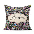 Custom Name Pink Glitter Black Motivational Word Pattern Lovely Square Filled Cushion Throw Pillow Sofa Bed Home Decor Zip Washable UK Made