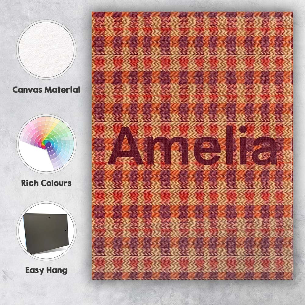 Personalised Name Warm Earth Tone Woven Custom  Modern Room Accent Elegant Feature Canvas Wall Art Print Decor Picture Ready to Hang
