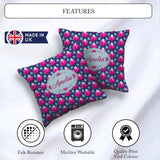 Custom Name Pink Lotus Flower and Seed Pods Seamless Pattern Square Filled Cushion Throw Pillow Sofa Bed Home Decor Zip Washable UK Made