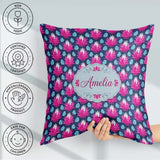 Custom Name Pink Lotus Flower and Seed Pods Seamless Pattern Square Filled Cushion Throw Pillow Sofa Bed Home Decor Zip Washable UK Made