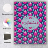 Personalised Name Pink Lotus Flower and Custom  Modern Room Accent Elegant Feature Canvas Wall Art Print Decor Picture Ready to Hang