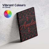 Personalised Name Dark Red Gothic Floral Custom  Unique Gift Idea Elegant Feature Canvas Wall Art Print Decor Picture Ready to Hang
