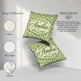Custom Name Minimal Olive Leaves and Berries Soft Green Seamless Square Filled Cushion Throw Pillow Sofa Bed Home Decor Zip Washable UK Made