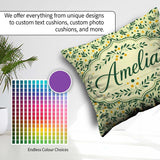 Custom Name Minimal Olive Leaves and Berries Soft Green Seamless Square Filled Cushion Throw Pillow Sofa Bed Home Decor Zip Washable UK Made