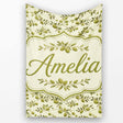 Classic Olive Tree Branches Vintage Style Seamless Pattern Lovely  Personalised Custom Name Super Soft Fleece Blanket Bed Sofa Throw