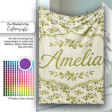 Classic Olive Tree Branches Vintage Style Seamless Pattern Lovely  Personalised Custom Name Super Soft Fleece Blanket Bed Sofa Throw