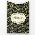 Olive Branch Leaves on Dark Background Seamless Pattern Lovely  Personalised Custom Name Super Soft Fleece Blanket Bed Sofa Throw