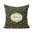 Custom Name Olive Branch Leaves on Dark Seamless Pattern Lovely Square Filled Cushion Throw Pillow Sofa Bed Home Decor Zip Washable UK Made