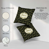 Custom Name Olive Branch Leaves on Dark Seamless Pattern Lovely Square Filled Cushion Throw Pillow Sofa Bed Home Decor Zip Washable UK Made