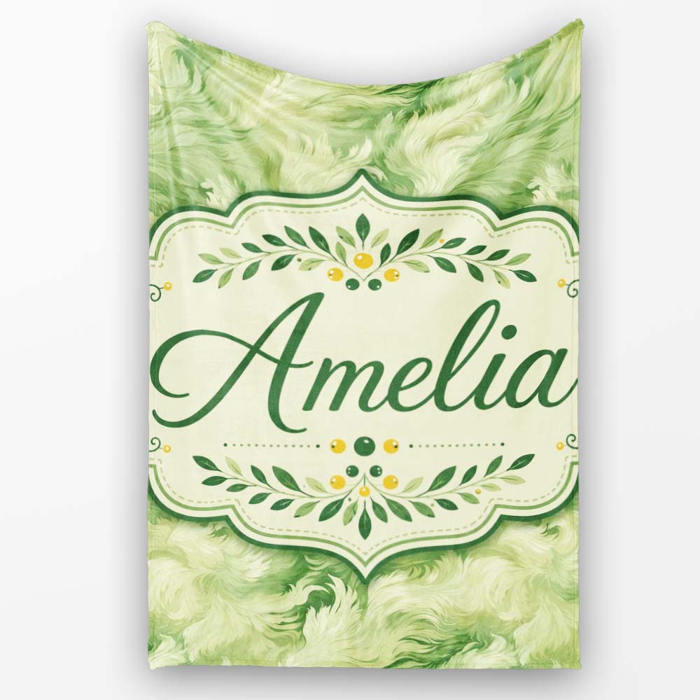 Soft Green Abstract Marble Swirl Seamless Pattern Cute Unique Gift  Personalised Custom Name Super Soft Fleece Blanket Bed Sofa Throw